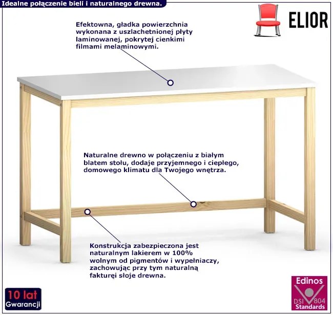 Białe biurko skandynawskie 140x60 cm - Kizo T4