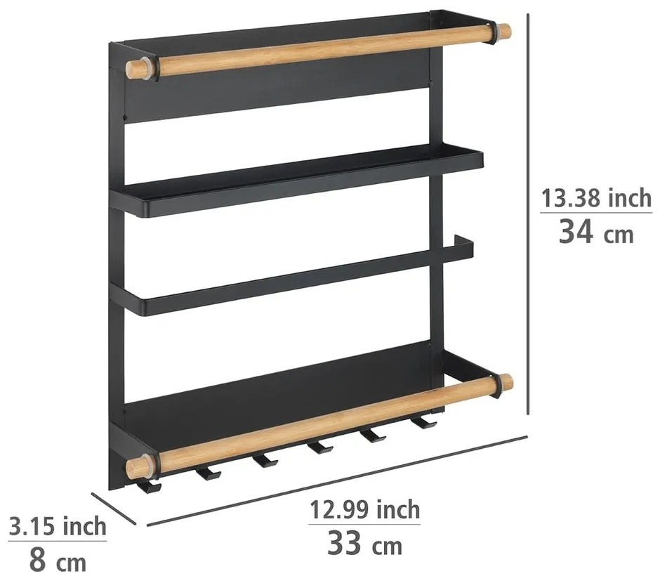 Czarny ścienny organizer kuchenny Wenko Magna