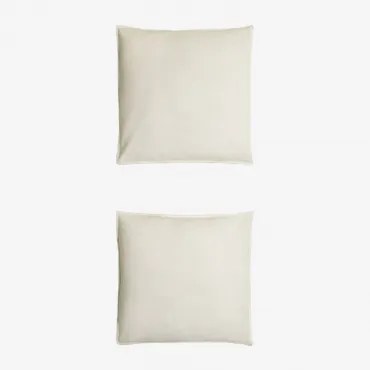 Komplet 2 Poszewek Na Poduszki Z Lnu Sorana O Gramaturze 160 G/m² Biała & 60 X 60 Cm - Sklum