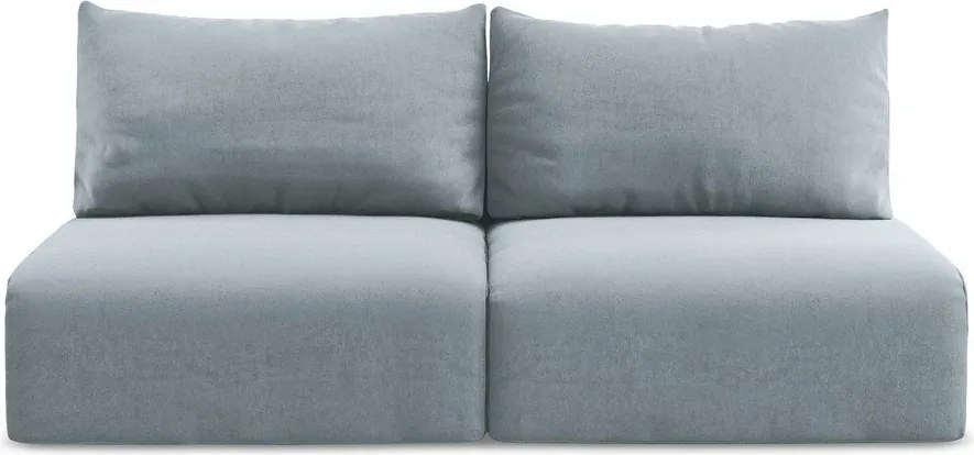 Niebieska aksamitna rozkładana sofa ze schowkiem 216 cm Kalena – Makamii