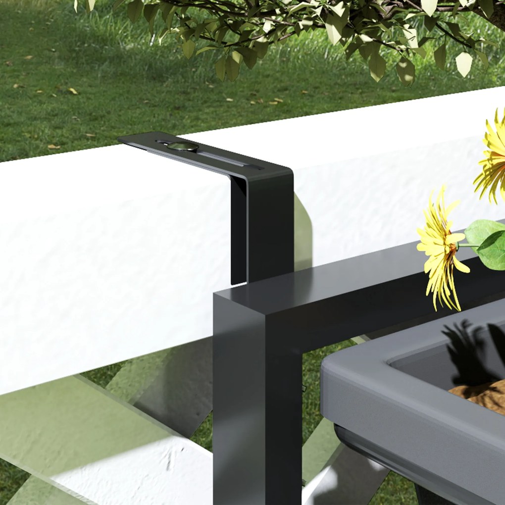 Outsunny Zestaw 3 Donic Pflanzkübel z Otworami, 56x42 cm Donice, Prostokątna Donica, Plastikowa, Ciemnoszary