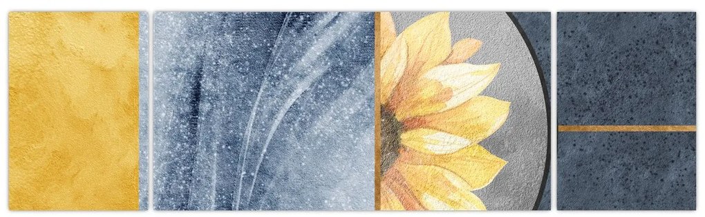 Obraz - Kształty i kwiat (170x50 cm)