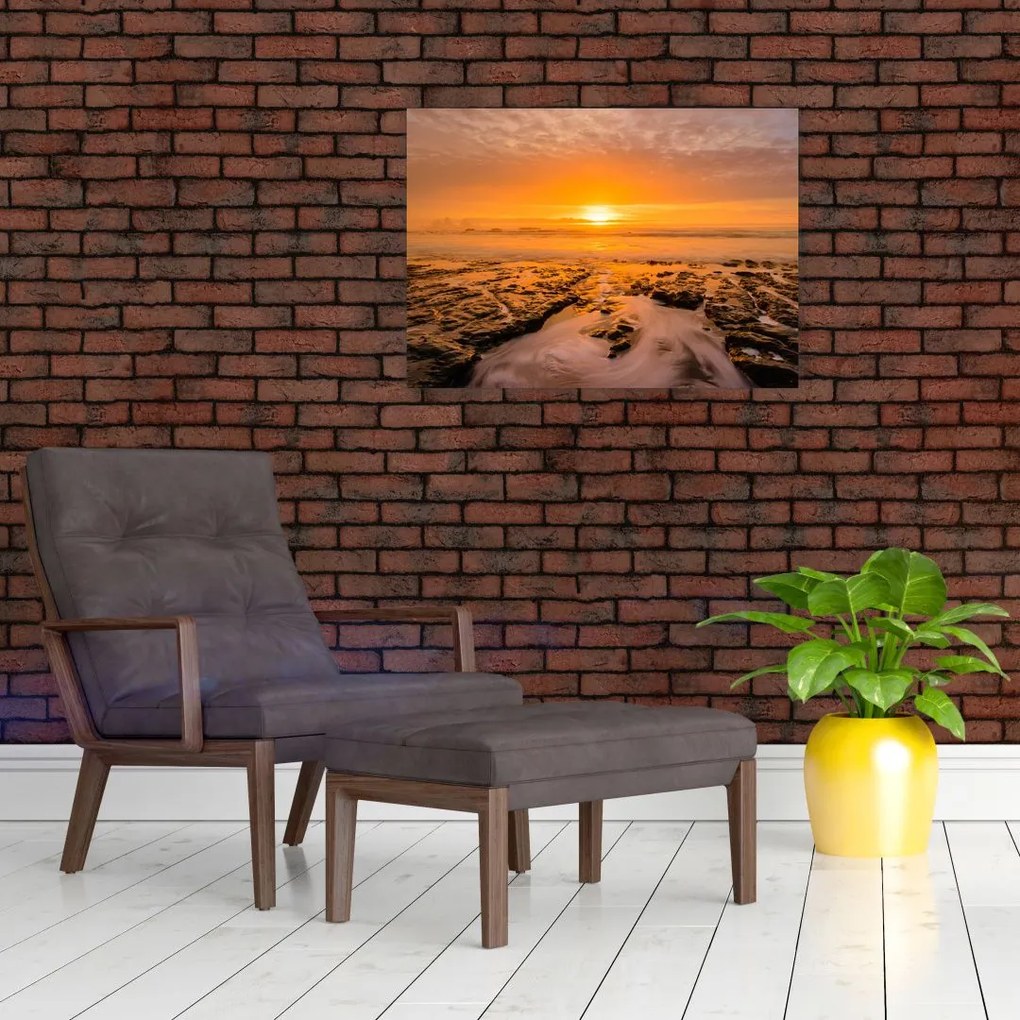 Obraz na szkle - zachód słońca (70x50 cm)