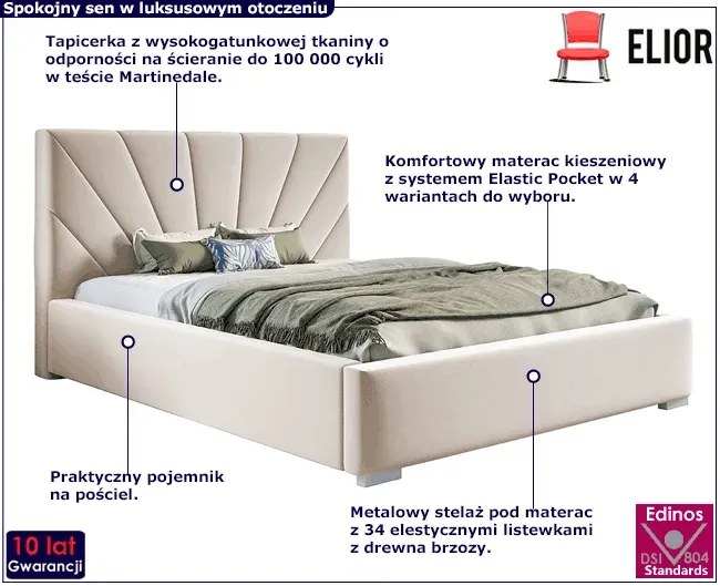 Małżeńskie łóżko z zagłówkiem 200x200 Lenar 3X - 36 kolorów