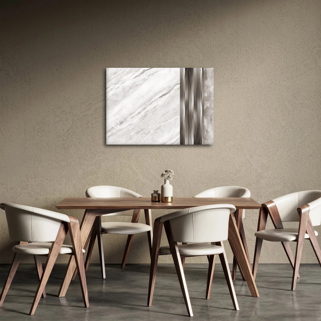 Obraz - Marmur ze srebrnymi liniami (70x50 cm)