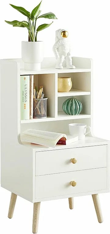 Stolik nocny z półkami i 2 szufladami FBT100-W