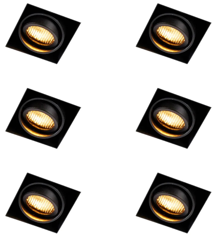 Zestaw 6 reflektorów wpuszczanych czarnych, regulowanych, bezramkowych - Oneon Honey