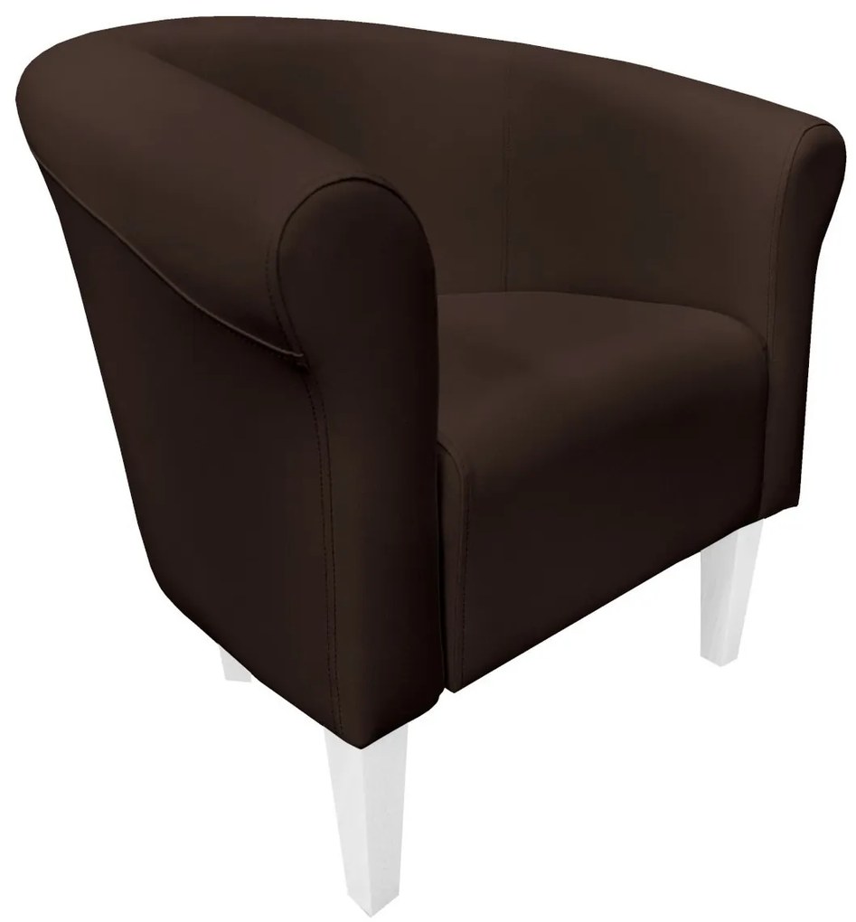 Fotel Milo tkanina Eko-skóra elegancki fotel do salonu i gabinetu : Kolor nogi - Biała, Kolor tkaniny - EKO-SKÓRA - 19D, Wysokość nogi - 20 cm