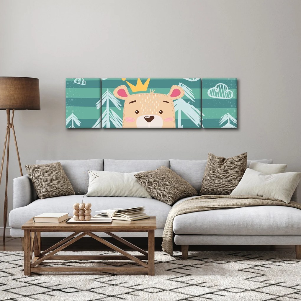 Obraz - Niedźwiadek w lesie (170x50 cm)
