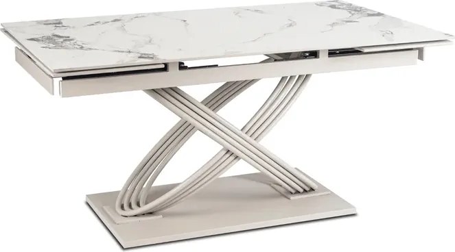 Stół Rozkładany Prostokątny IBIZA 160-240 cm Ceramiczny Biały Marmur/Kaszmir Nowoczesny