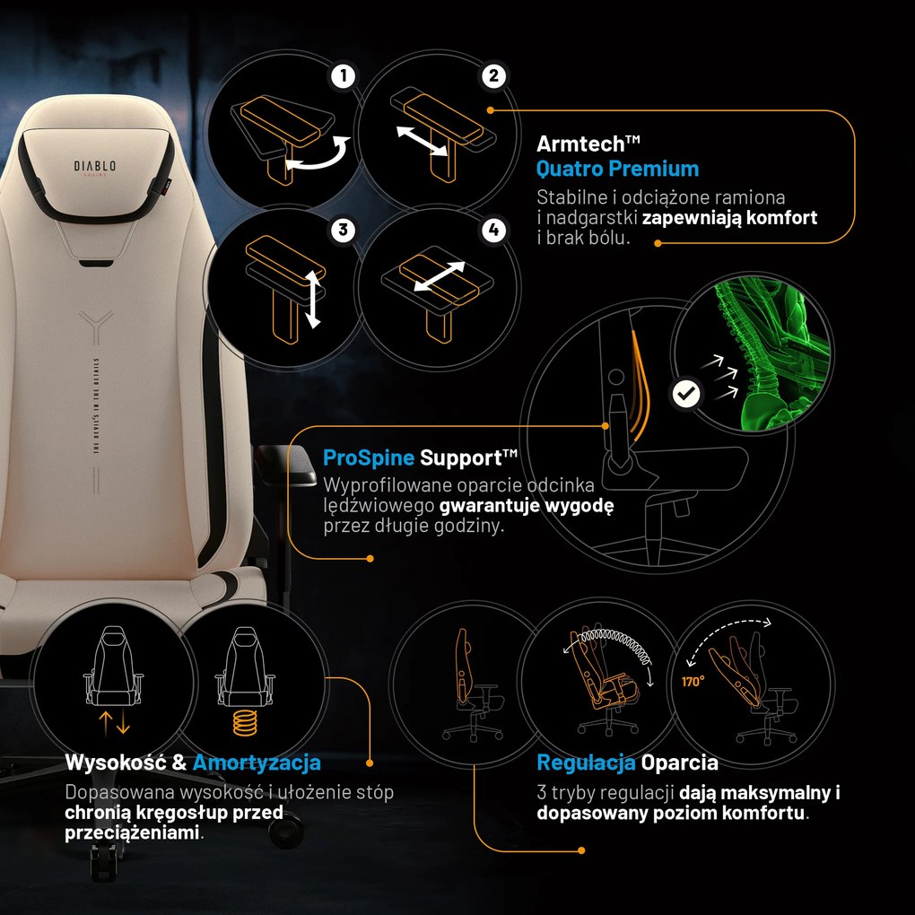 Fotel Gamingowy Diablo X.Eye Prime, Normal Size, Desert Storm