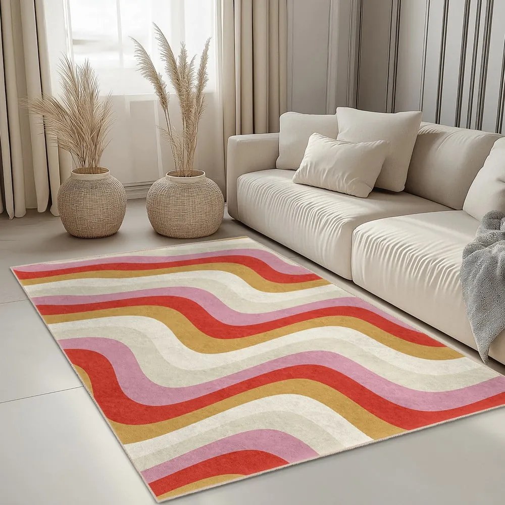 Żółto-różowy dywan odpowiedni do prania 120x180 cm Creamy Raspberry Swirl – Mila Home