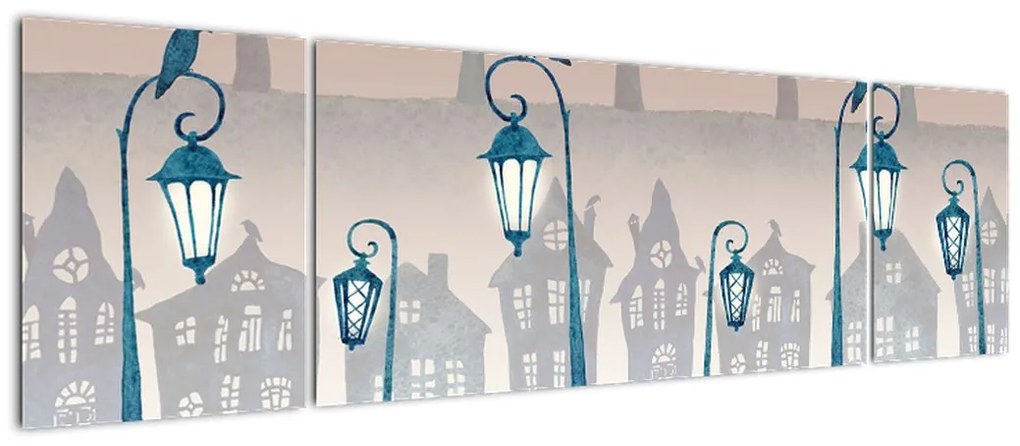 Obraz - Kruki strzegące miasta (170x50 cm)