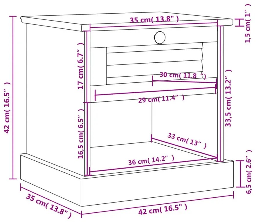 Szafka nocna z drewna sosnowego z szufladą F3-G36