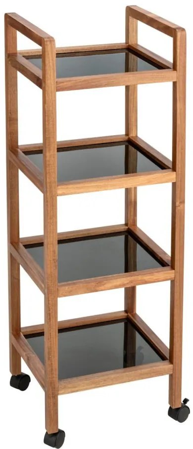 Mobilny regał z drewna akacji FONDI, 4 poziomy, wys. 101,5 cm