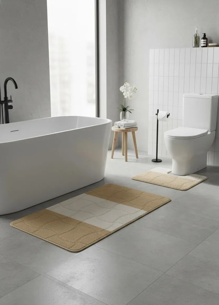 Nowoczesny różowy zestaw chodniczków łazienkowych H6-E44