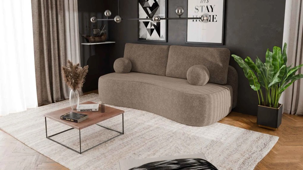 Masseno Sofa ROTONDO z funkcją spania i pojemnikiem na pościel, Rozkładana sofa - Beżowy, ANTHOLOGY 4