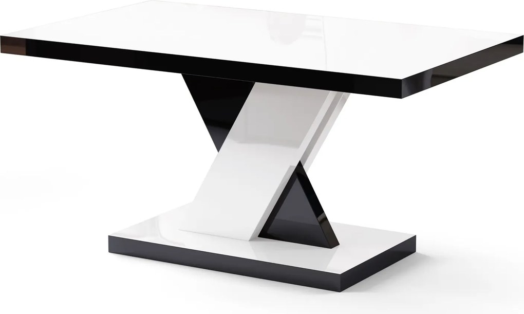 Nowoczesna ława do salonu Dixon 100x60 biały/czarny połysk