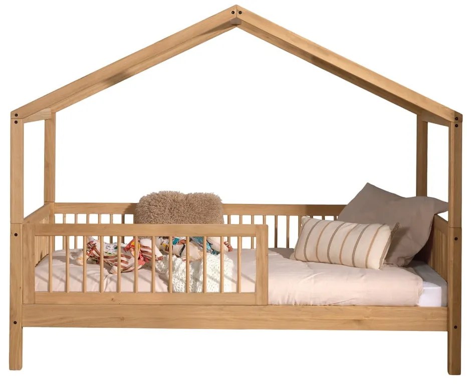 Łóżko dziecięce z litego drewna dębowego w kształcie domku ze stelażem 90x200 cm Forrest – Vipack
