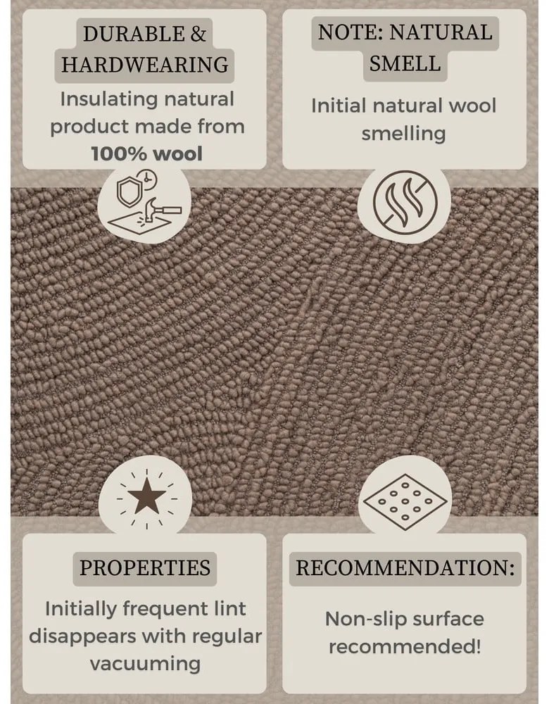 Szarobrązowy wełniany okrągły dywan tkany ręcznie ø 200 cm Calmio – Hanse Home