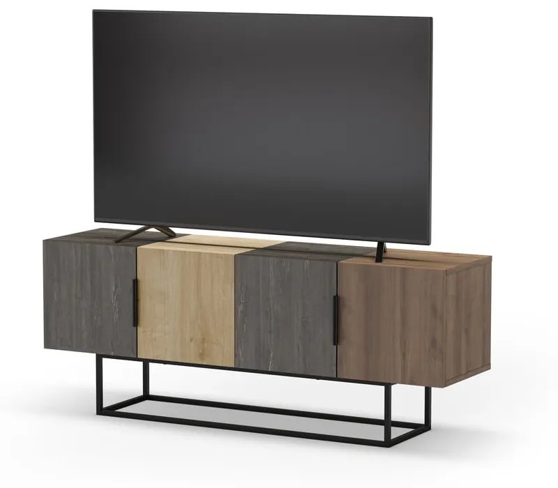 Brązowa szafka pod TV w dekorze dębu 140x55 cm Titan – Marckeric