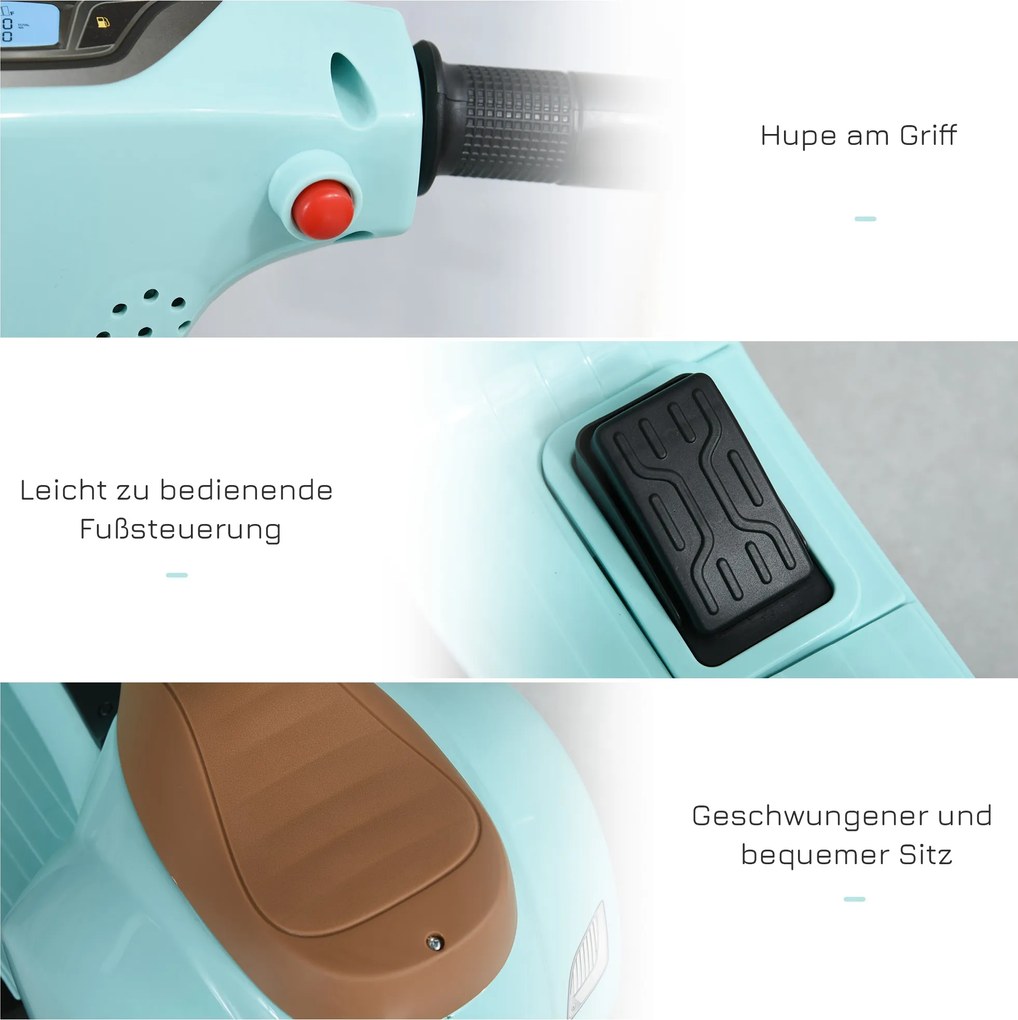 VESPA Elektryczny Motocykl Dla Dzieci Pojazd Elektryczny 3-6 Lat Zielony Bezpieczna Przygoda | Aosom PL