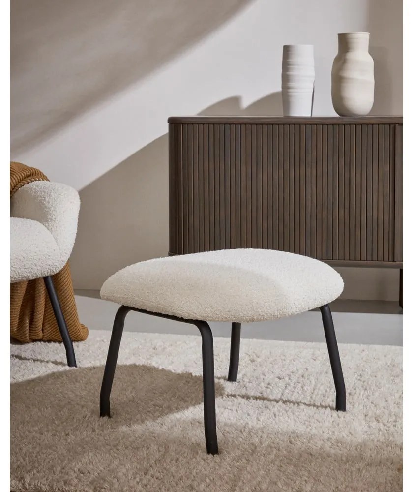 Musztardowy puf z materiału bouclé Belina – Kave Home