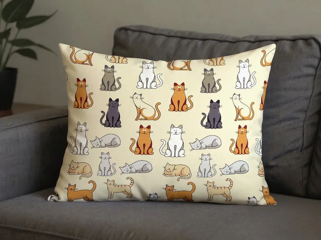 Zestaw 2 szt. dekoracyjnych poszewek na poduszki COLORED CATS BLEND 70x90 cm, kremowy