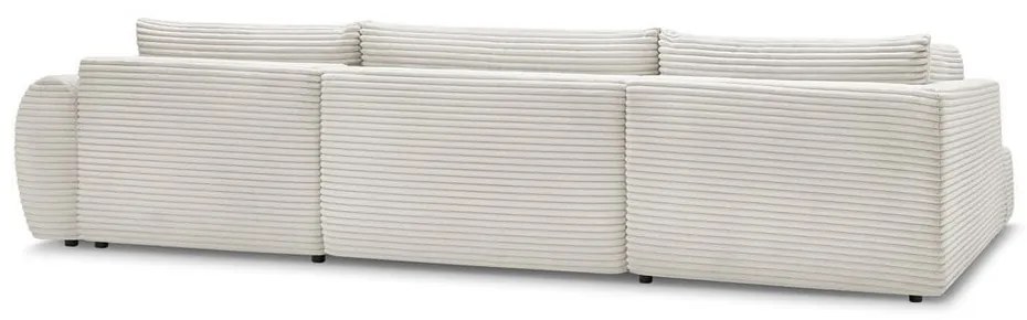 Kremowy sztruksowy rozkładany/ze schowkiem narożnik (lewostronny/w kształcie litery U) Lucien – Bobochic Paris