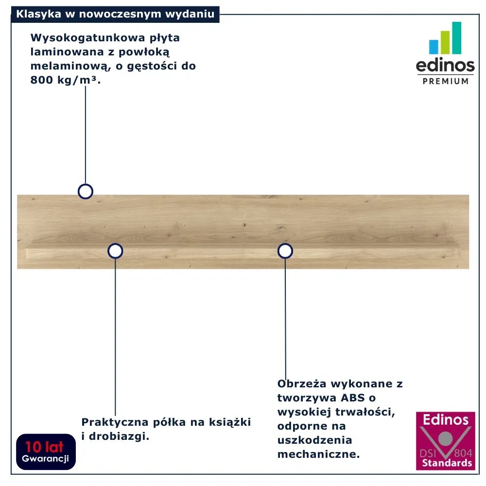 Półka ścienna nad telewizor dąb artisan S7-L81