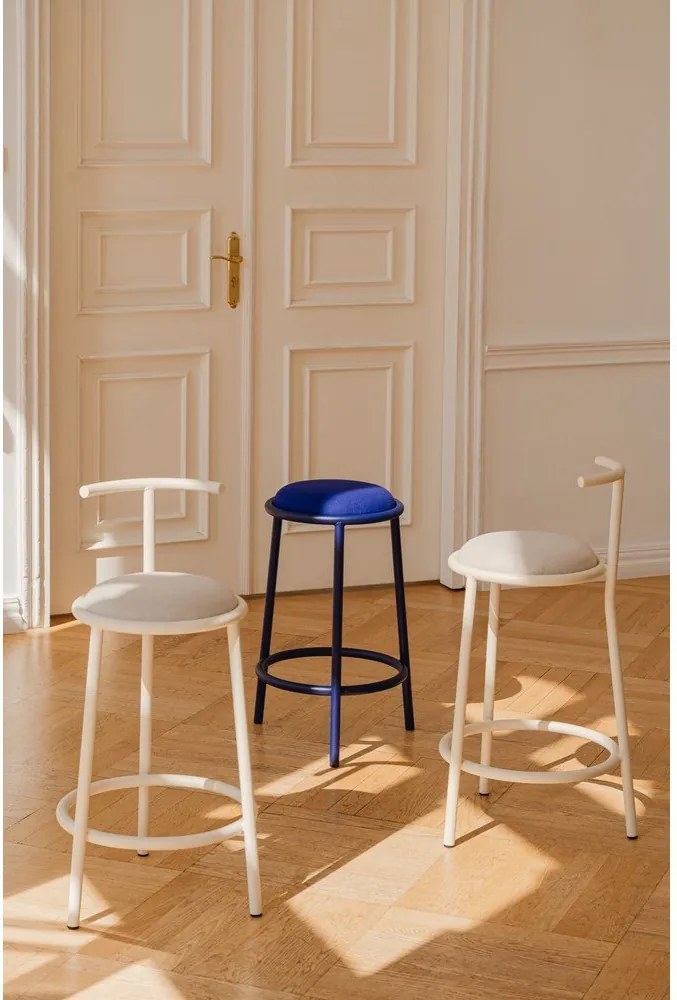 Beżowy metalowy hoker (wysokość siedziska 68 cm) Hogo – noo.ma