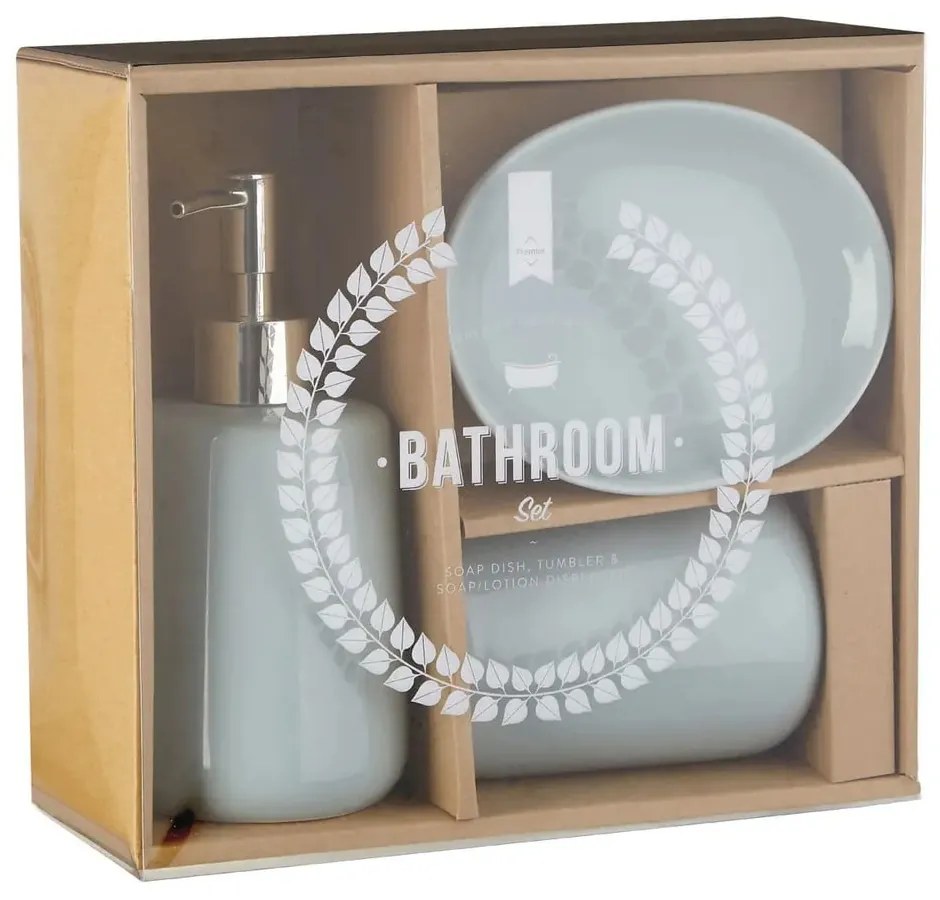 Jasnoniebieski kamienny zestaw akcesoriów łazienkowych Moon – Premier Housewares
