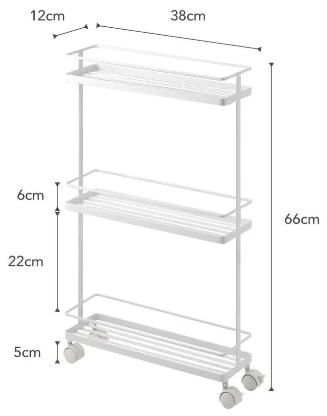 Biały metalowy regał na kółkach 38x66 cm Tower – YAMAZAKI