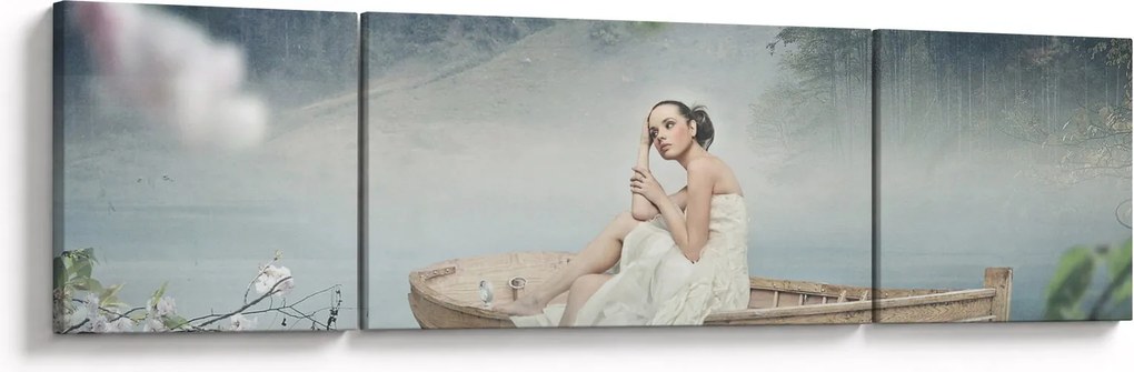 Obraz - Kobieta na łodzi (170x50 cm)
