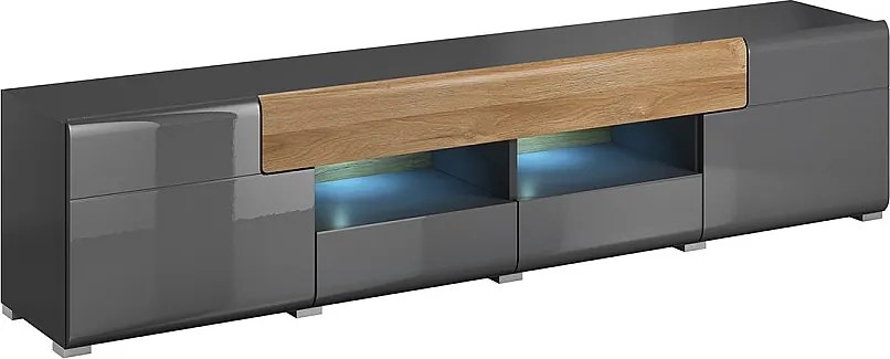 Szafka RTV TOLEDO 2D4S 208 antracyt połysk/dąb grandson