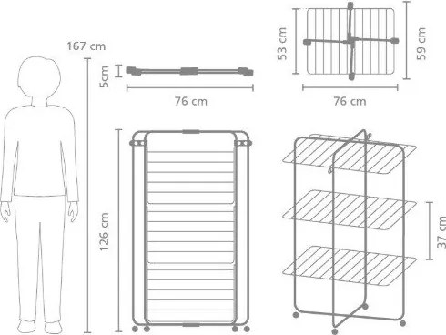 Suszarka na pranie w kolorze matowej czerni 23 m HangOn Tower – Brabantia