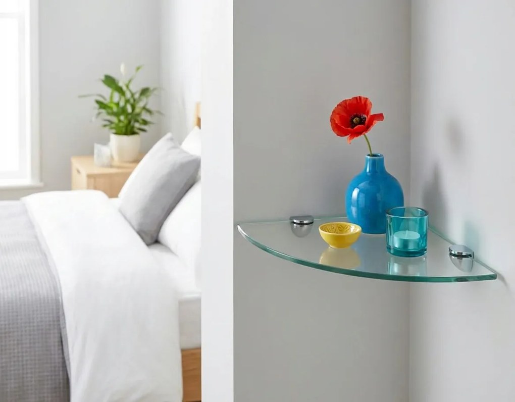 Półka narożna ze szkła hartowanego H6-R29