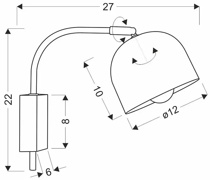 Czarny metalowy kinkiet regulowany - D158 Z3-F04