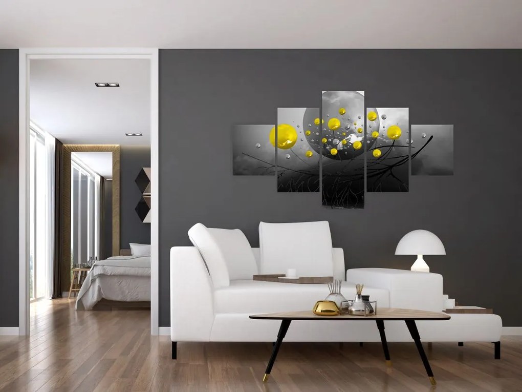 Obraz - żółte abstrakcyjne kule (125x70 cm)