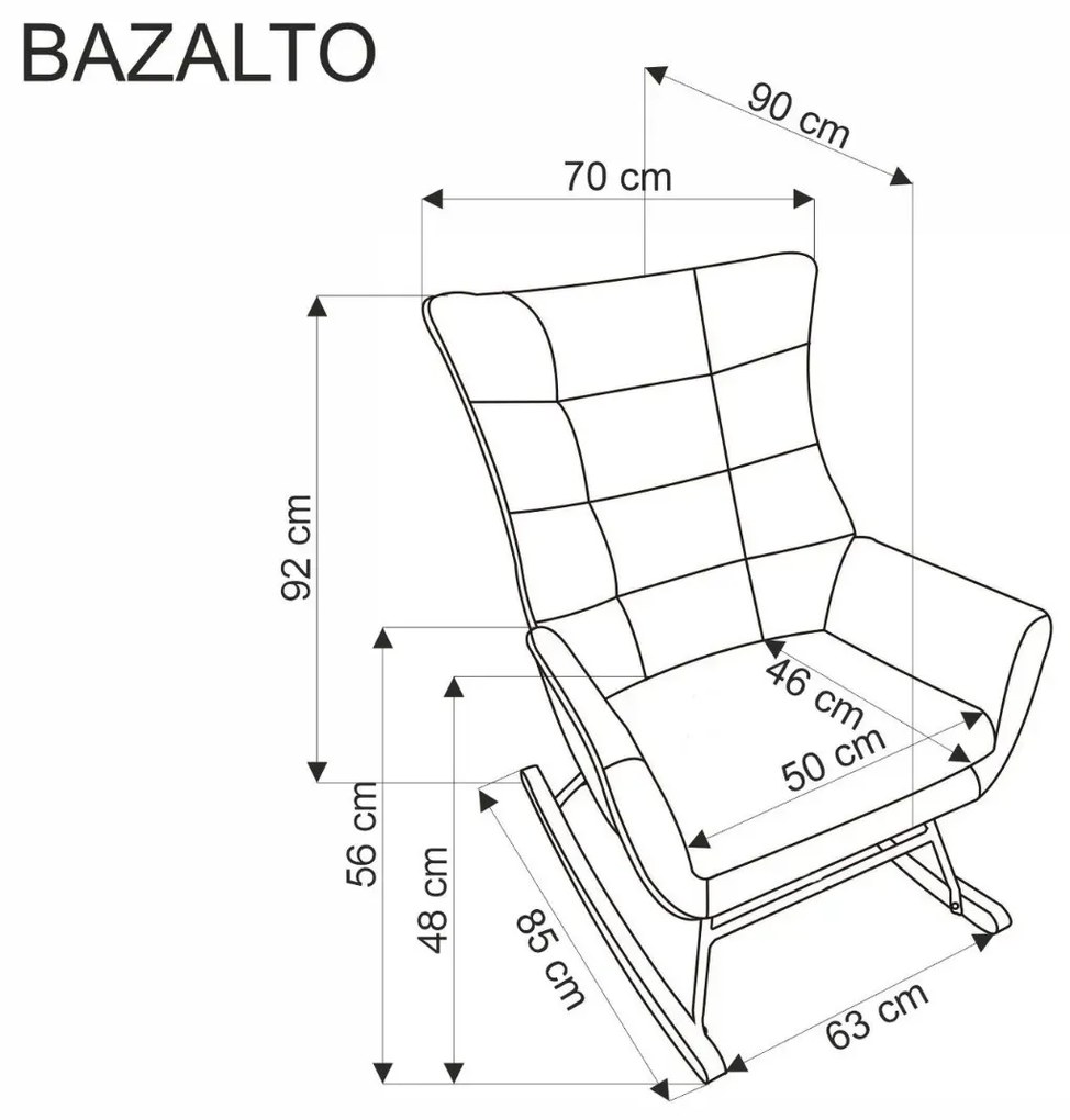 Fotel bujany BAZALTO VELVET szary HALMAR