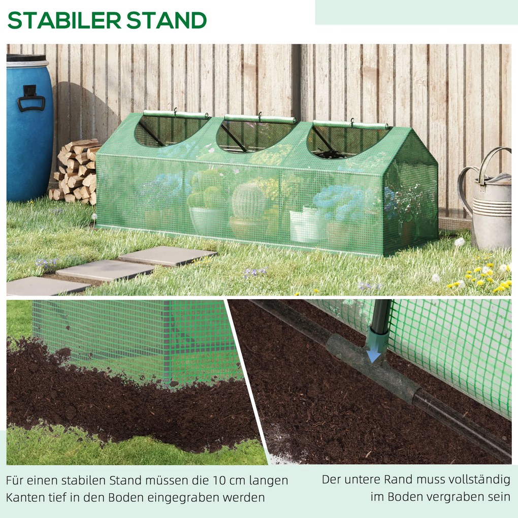 Outsunny Szklarnia z Okienkiem PE do Pomidorów Zielona Cieplarnia Skrzynia Inspekcyjna 119x60x60cm | Aosom PL