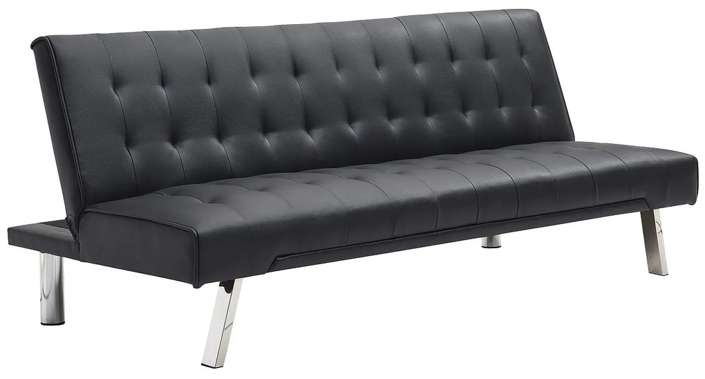 Rozkładana kanapa GUILLAUME z ekoskóry - Kolor: czarny