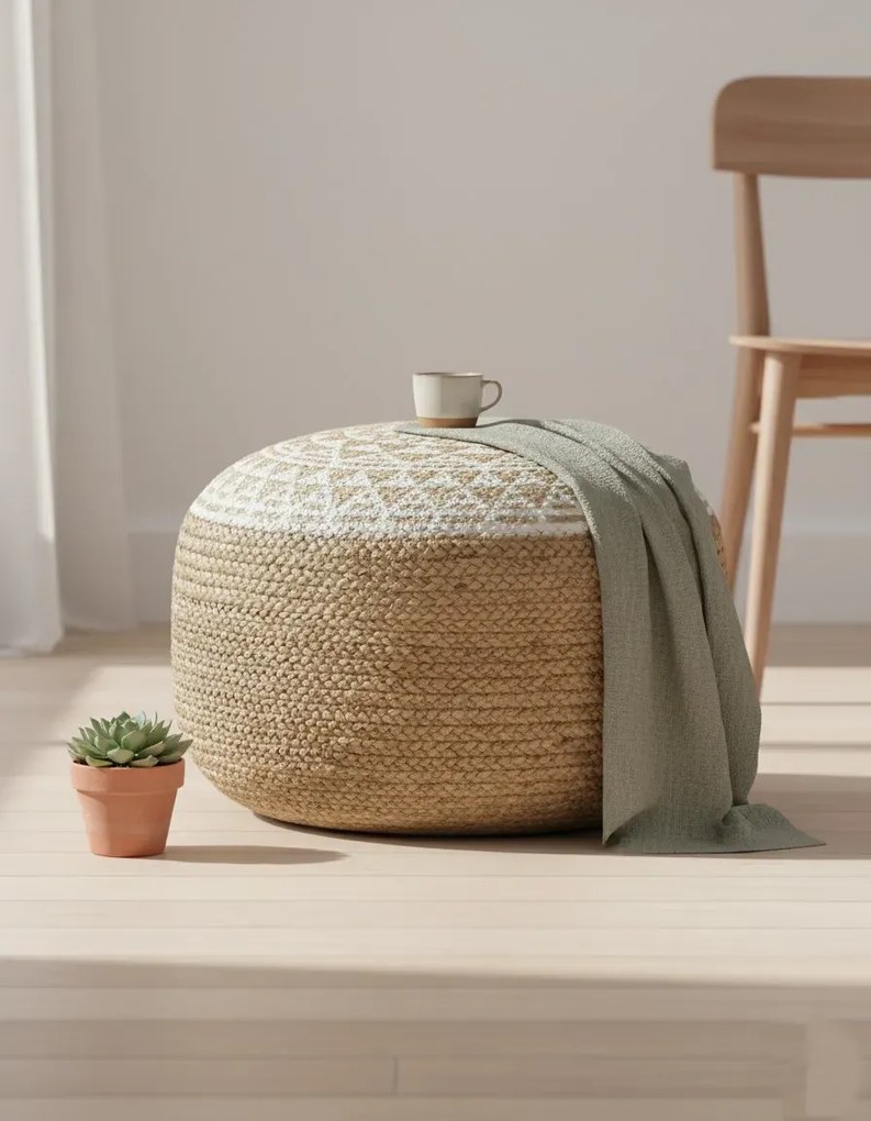 Okrągła Pufa Boho Podnóżek G3-A11