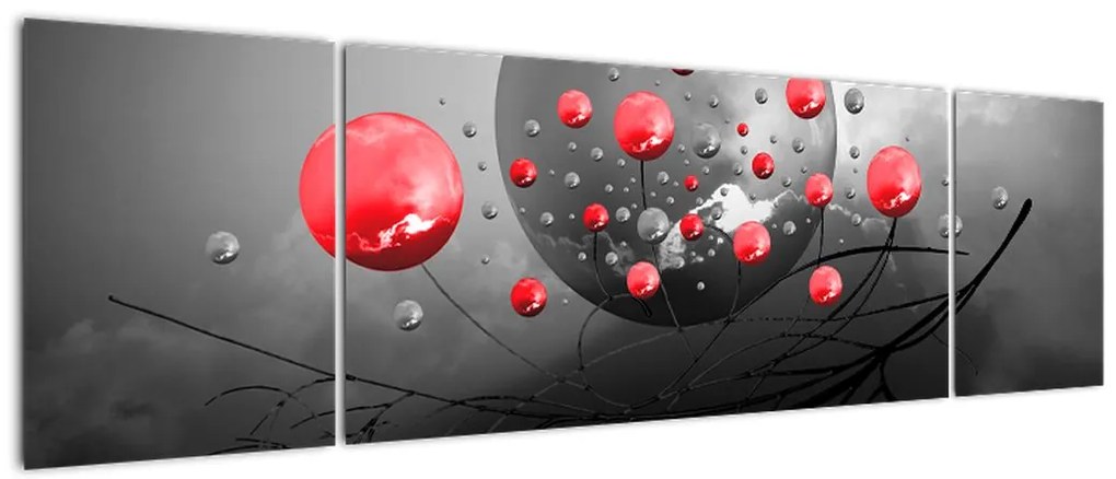 Obraz czerwonych abstrakcyjnych kul (170x50 cm)