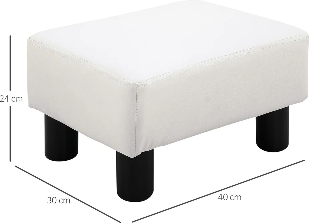 HOMCOM Podnóżek Pufa Uszak Biały 40x30x24cm Elegancki Stołek do Siedzenia Komfortowy i Stylowy | Aosom PL