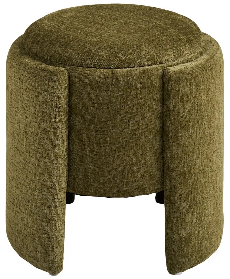Puf z tkaniny szenilowej w kolorze khaki Walsdorf – House Nordic
