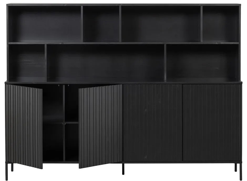 Czarny regał z litego drewna sosnowego 200x150 cm Gravure – WOOOD