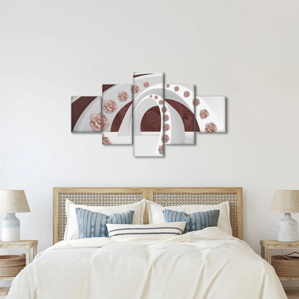 Obraz - Chmury 3D z kwiatami (125x70 cm)