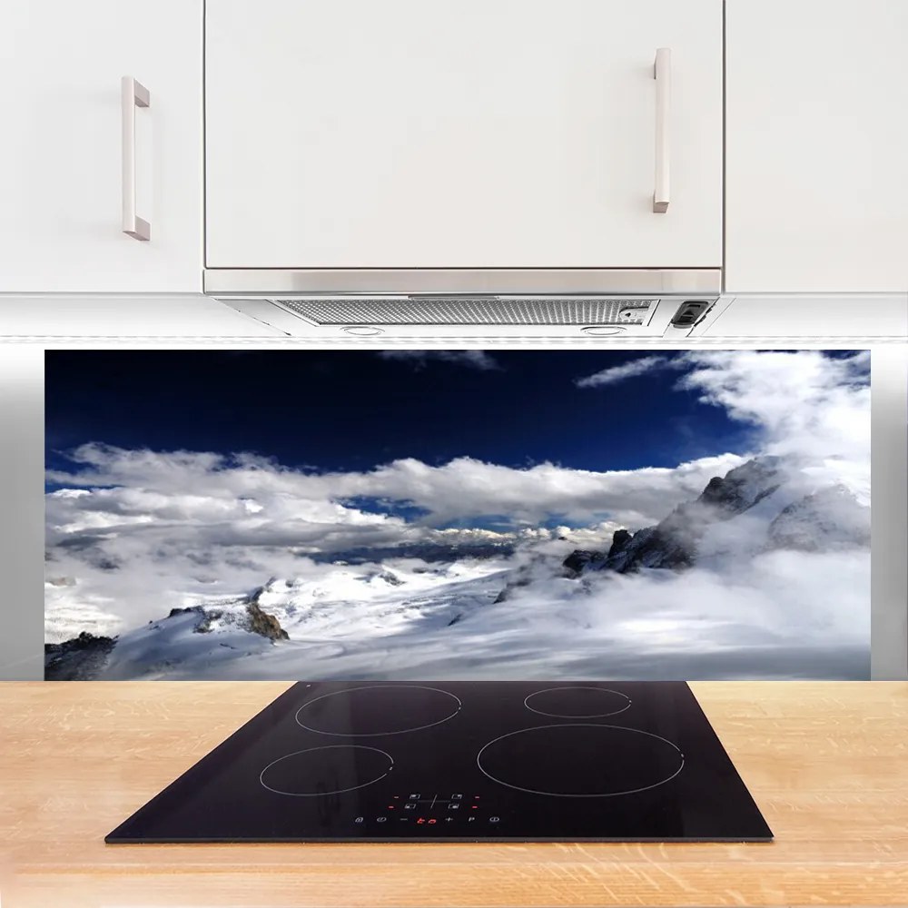 Szkło do Kuchni na Ścianę Majestatyczny Szczyt W Chmurach