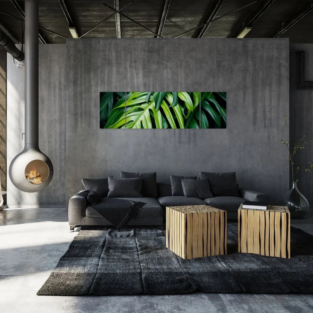 Obraz - Tropikalne liście (170x50 cm)